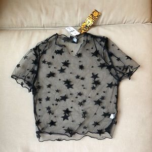 LF star mesh crop top NWT